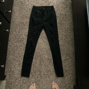 Black ripped high waisted jeans